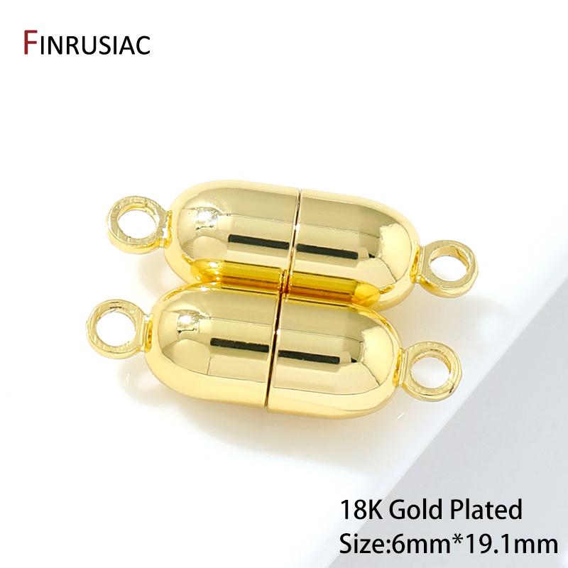 18K Gold Plated Brass Magnetic Clasps,Round Bamboo Joint End Clasp Connectors For DIY Bracelets Necklace Making Accessories