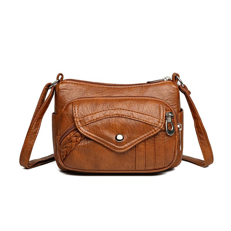 

Женская сумка через плечо из искусственной кожи с несколькими отделениями, большая вместимость, сумка для мамы, винтажная сумка через плечо коричневый