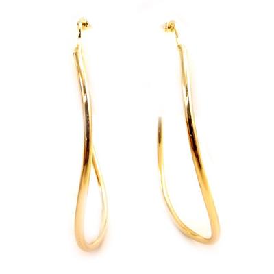 [L5310] - Gold Plated Hoop Earrings 'Ripples' - 55x2 Mm