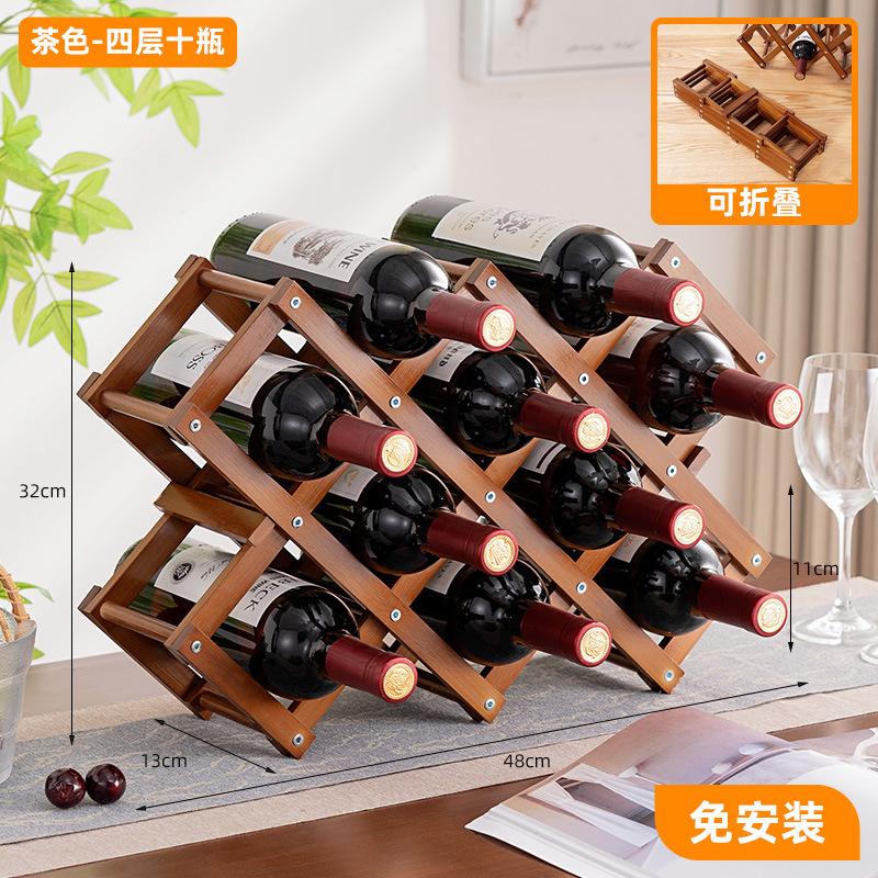 Desktop Wine Rack, Multi-Layer Wine Storage Rack, Red Wine Display Cabinet, Bamboo Bottle Holder for Home and Living Room