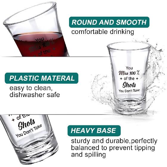 Kigeli 48 Pcs Funny Shot Glasses for Adults 1.2oz Shot Glasses Bulk Thick Base Acrylic Clear Small Shot Glasses Set for Adult Birthday Party