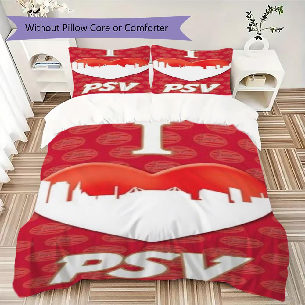 Juego de Funda Nórdica y Funda de Almohada con Estampado del PSV Eindhoven Decoración del Hogar Regalo de Cumpleaños (1 * funda de edredón + 2 * fundas de almohada sin relleno)122
