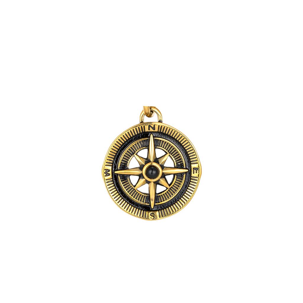 Vintage Compass Pendant Necklace Stainless Steel Disc Necklaces Gold Plated Anti Tarnish Chain Pendants  ALN25123178