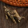 Mini Statue Brass Bull Figurine Desktop Ornament Abstract Animal Sculpture Miniature Zodiac Cattle