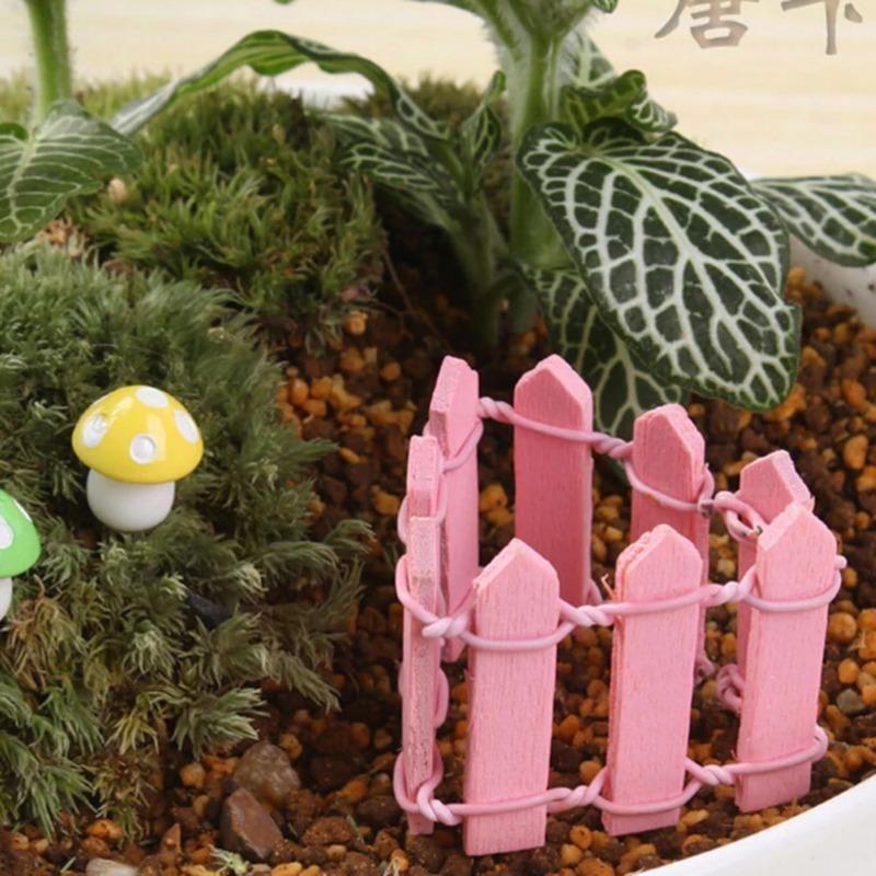 Mini Wooden Micro Landscape Fence, DIY Dollhouse Ornament for Succulent Pot, Fairy Garden Bonsai Terrarium, Miniature Home Gardening Decor Supplies