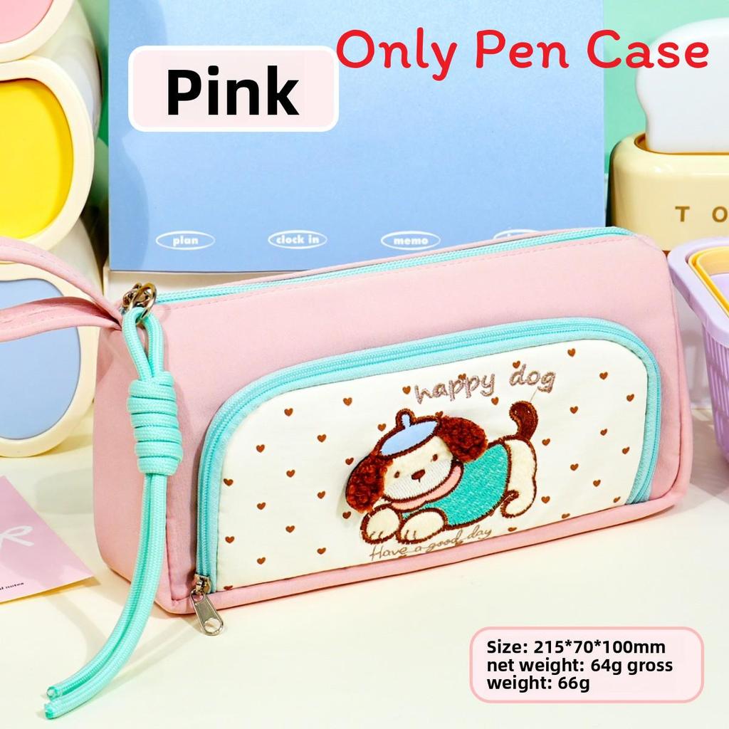 Creative Cartoon Dog Pencil Case With Large Capacity And Embroidery For Elementary Students