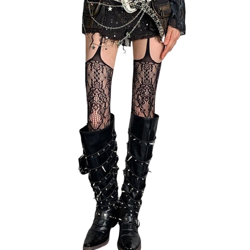 Fishnet Thigh High Stockings Patterned Suspender Tights for Women Garter Belt Pantyhose Tights Fishnets Hosiery Gifts