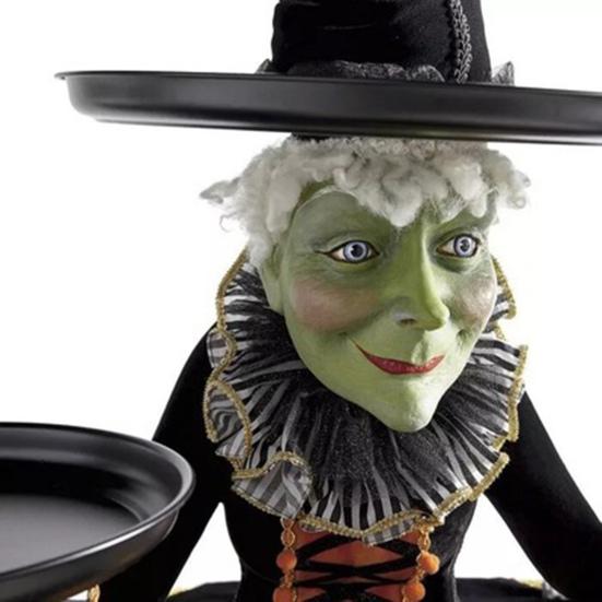 Halloween Witch Tray Multi-purpose Realistic Reusable Anti-fade Delicate Festival Prop Resin Crafts Halloween Desktop Harlequin Witch Server for Party