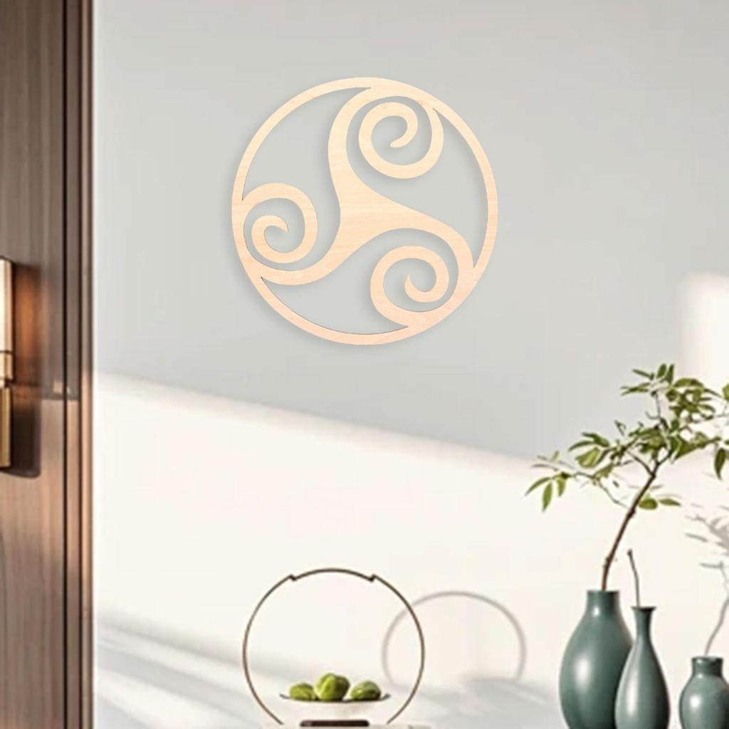 Geometric Wood Wall Art Hollow Craft Traditional 11.8'' Wooden Wall Decor Abstract Ornament for Dining Room Farmhouse Bedroom
