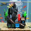 Dynamic Aquarium Decoration Spinning Waterwheel Fish Tank Ornament Mini Rockery Mountain Waterwheel Air Bubbler Decorative Feature Aerating Action