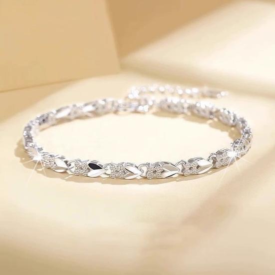 Women Bracelet Adjustable Length Four-Leaf Clover Heart Pendant Symbolizing Love Luck Bracelet Jewelry Gift