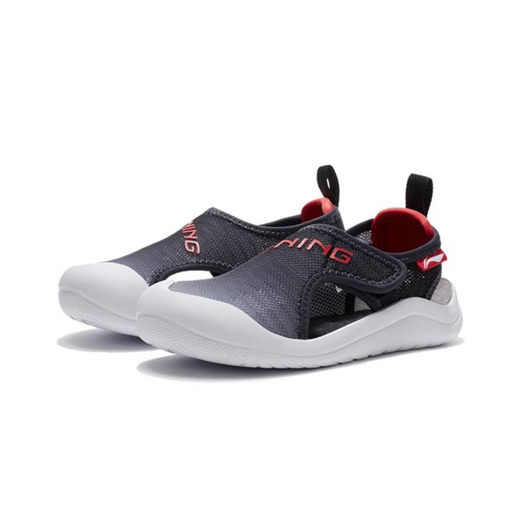 Li Ning Kids Durable Comfortable Sandals Kids Footwear Black Red YKKQ018-19