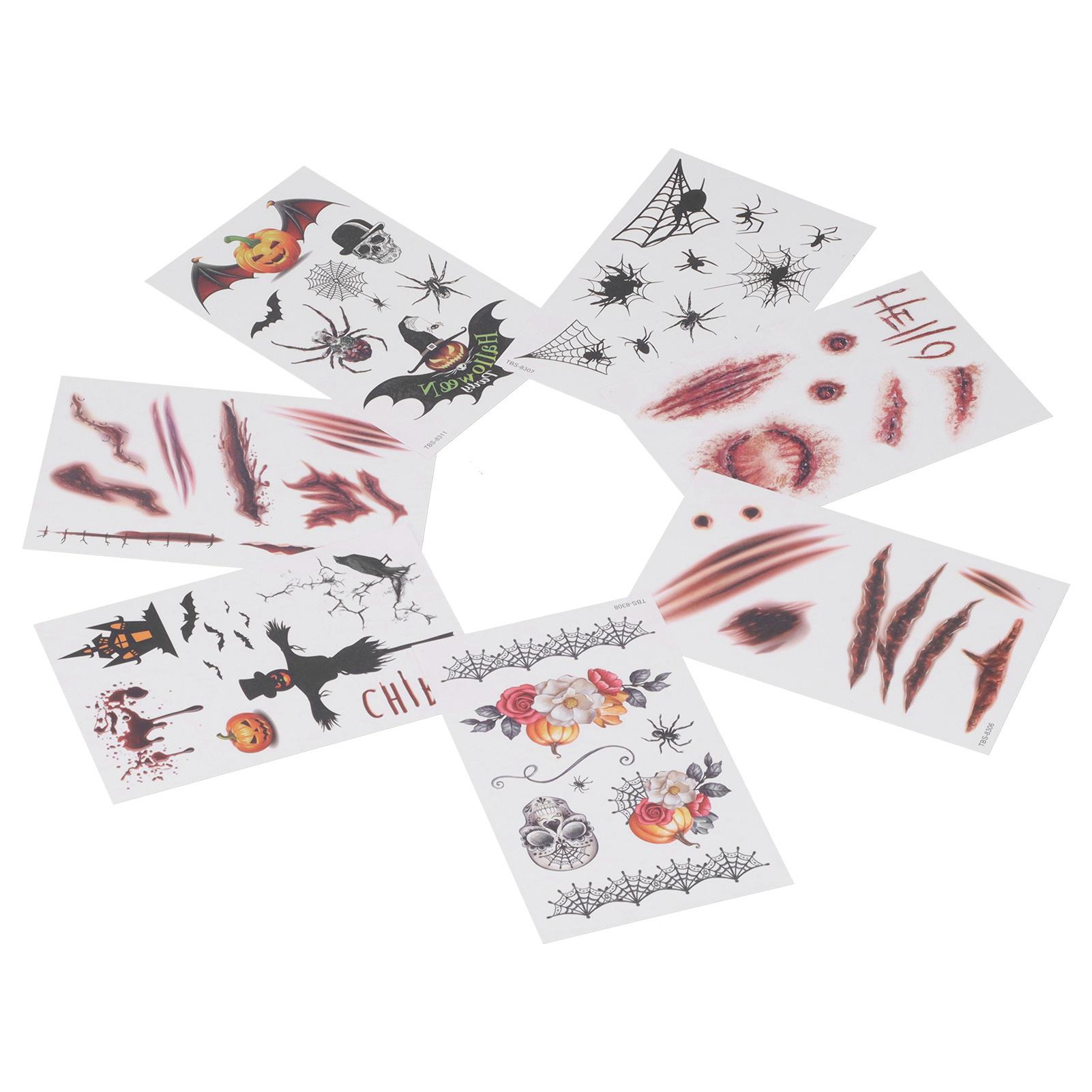 

7pcs Fake Scars Tattoo Sticker Temporary Waterproof Zombie Makeup Tattoos for Halloween
