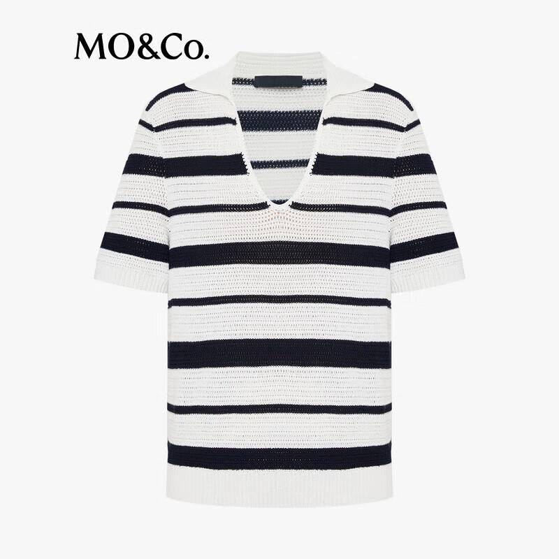 MO&Co. 2025 Summer French Style V-Neck Knit Polo Shirt