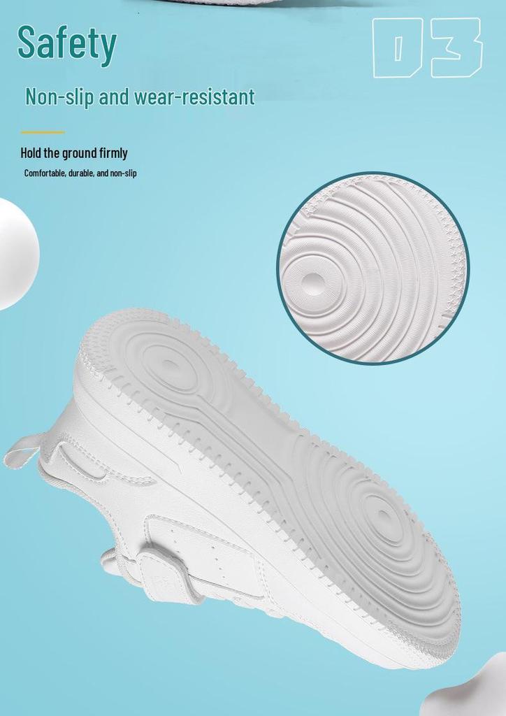 Kids' Waterproof White Leather School Sneakers - Boys' & Girls' Sports Board Shoes