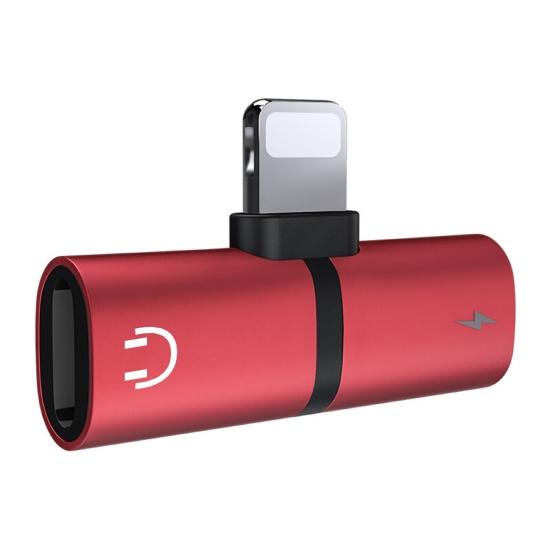 

Mini Portable 8Pin Charge Audio Headphone Jack Adapter Converter for iPhone красный