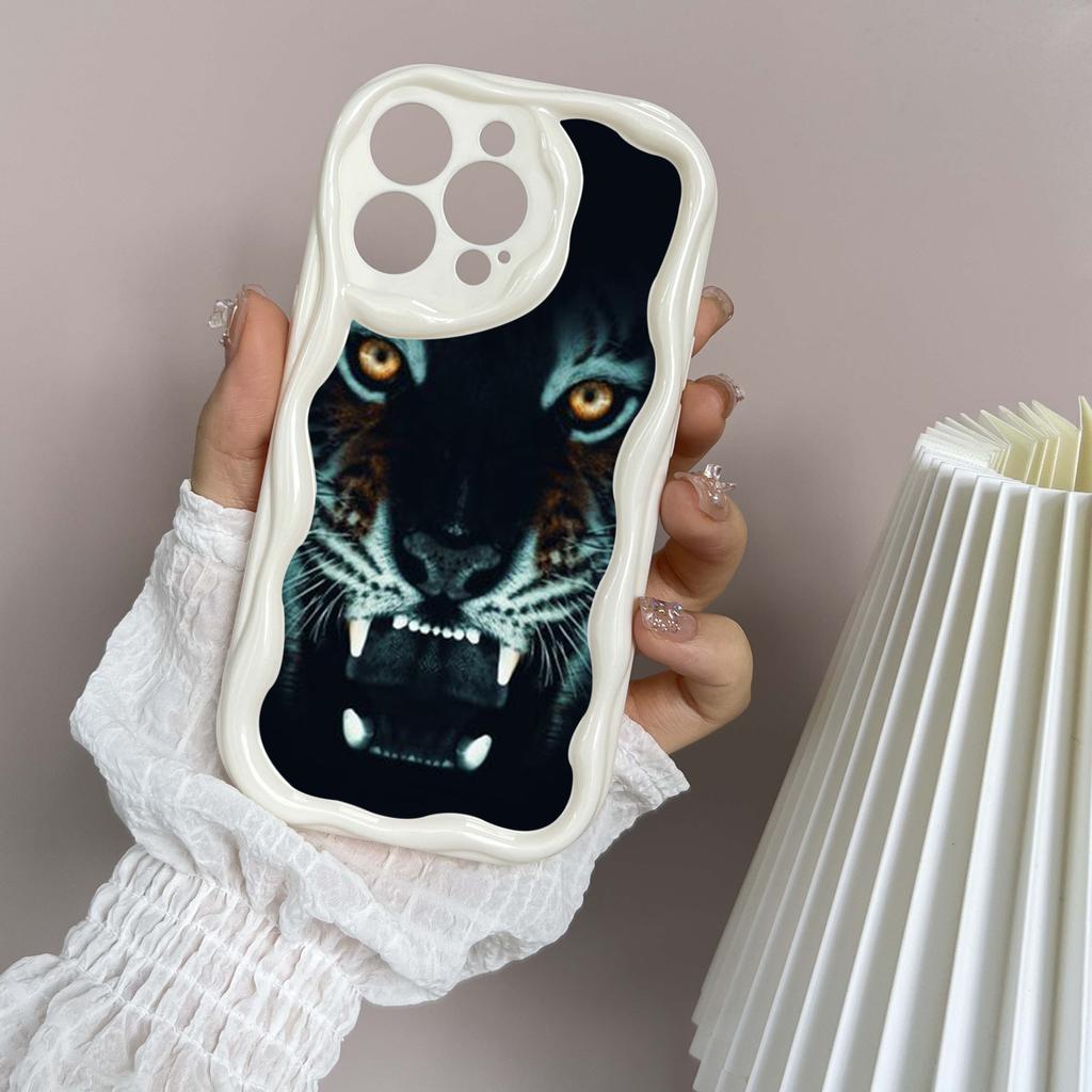 N96 Tiger Eyes Design Soft Wavy Phone Cases for Samsung A54 A34 A13 A14 S23 S24 Ultra Xiaomi Redmi Note 13 12C Realme Infinix Protective Bumper Cover