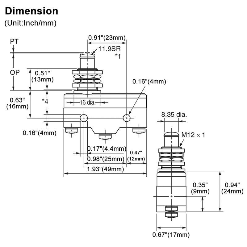 A84E-Panel Mount Plunger Micro Switch, Z-15GQ-B(LZ15-GQ-B) Universal Purpose Basic Switch