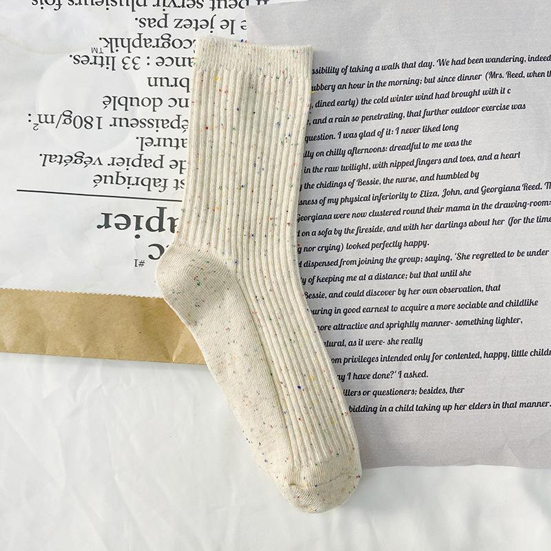 Ladies Spring and Autumn All Kinds of Cloth Mark Point Yarn In The Tube Pile Pile Cotton Socks