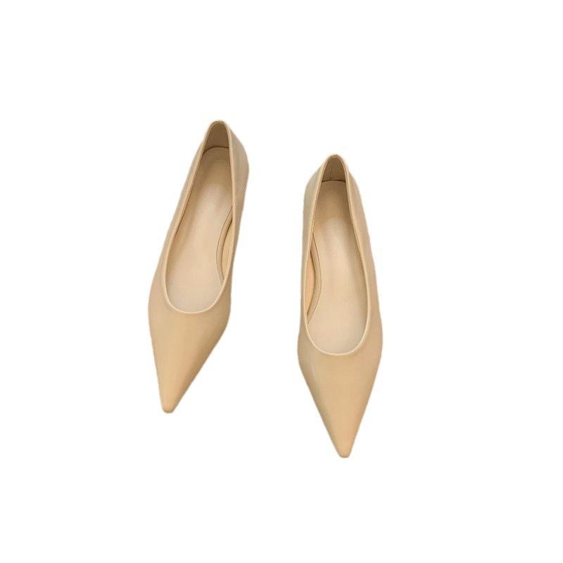 2025 New Comfortable Single Shoes Women's Autumn Princess Shoes Pointed Head Shallow Mouth Real Soft Leather Low Heel Grandma Sho