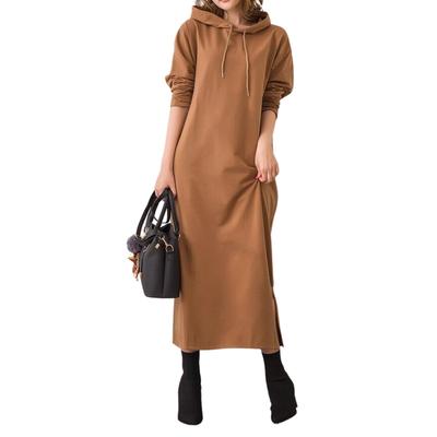 Over the Moon Khaki Long Sleeve Hoodie Dress Women's (XL)