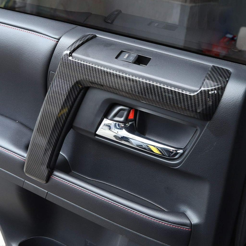 Voodonala for 4Runner Carbon Fiber Inner Door Handle Door Pull Cover Trim Cover Decoration Garnish for Toyota 4Runner Interior Accessories 2010-2025+