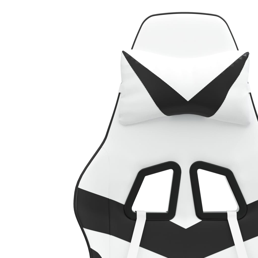 Gaming Chair In White and Black Synthetic Leather