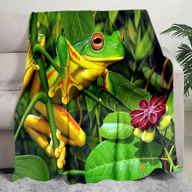 Frog Plush Blanket Suitable All Seasons Soft Comfortable Sofa Office Nap Travel Birthday Gift Christmas Present