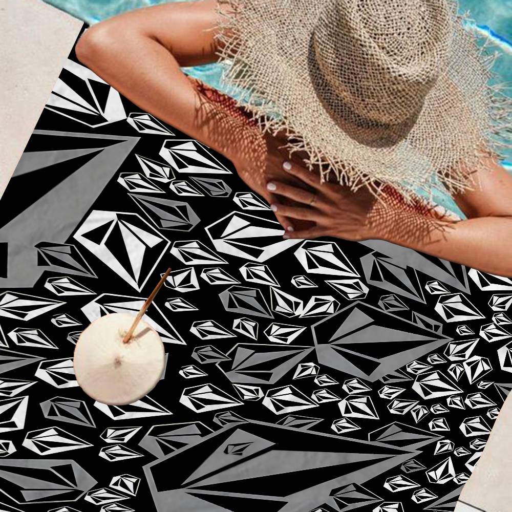 V-Volcom LOGO Coperta alla Moda in Microfibra Asciugatura Rapida Teli da Spiaggia Stampa Oversize Super Assorbente Coperta Telo Piscina