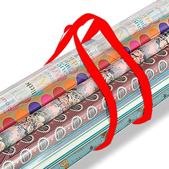Gift Wrap Roll Bag Clear Wrapping Paper Storage Bag Holiday Wrap Organizer Tote with Handles