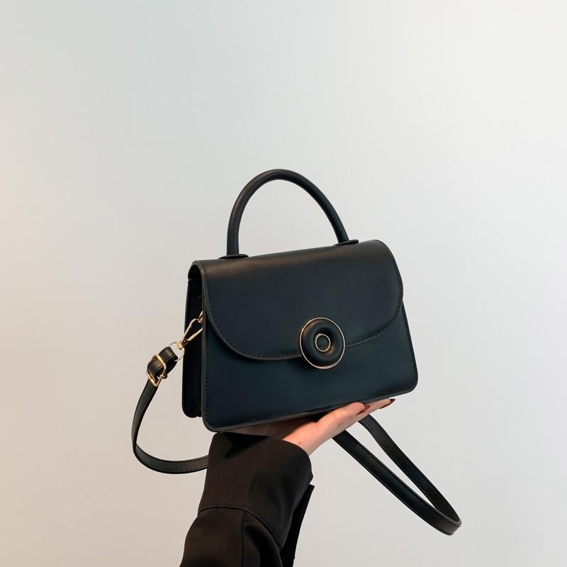 Trendy Street Style Small Square Shoulder Bag For Women 2024 Pure Color Pu Leather