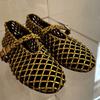 Fashion 2025 Summer Ballet Shoes Women's Mary Jane Shoes Women's Flat Bottom Mesh Fishing Net Hollow Single Shoes Sandals