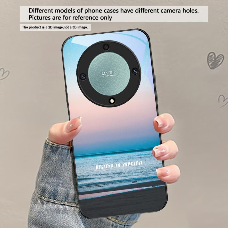 Dark Colored Seawater For Honor X5 Plus X30 X9c Smart X5b X9a X30 Max X50i 30 Pro 50 Pro 70 90 Smart 200 Lite Glass Phone Case