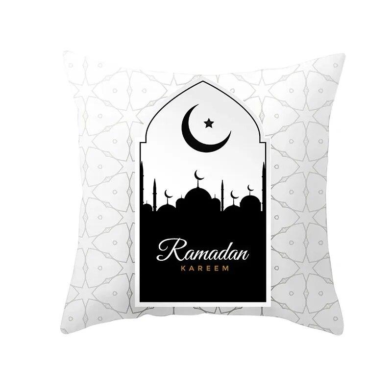 45x45cm Ramadan Decoration 2024 Home Mubarak Cushion Cover Cotton Eid Islamic Muslim Happy Eid Mosque Party Supplies