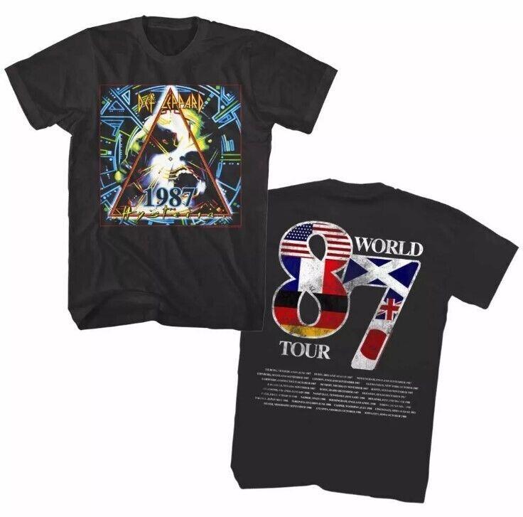 Def Leppard Hysteria World Tour 1987 Men s T Shirt Flags Rock Band Album Unisex T-Shirt S