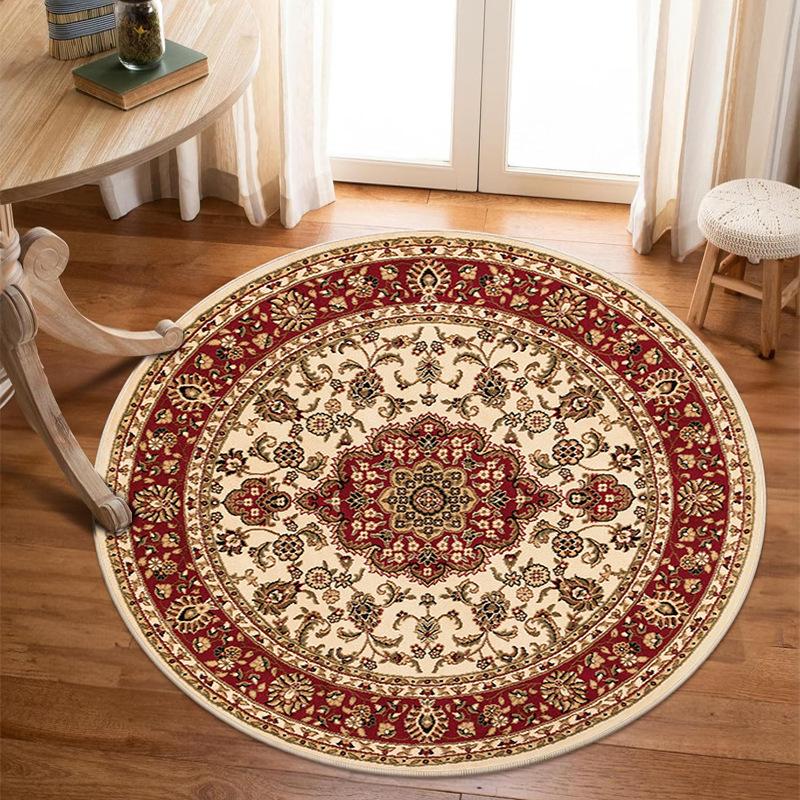 Crystal Pile Carpet Persian Famous Vintage Round Living Room Bedroom Office Cloakroom Rugs Stain-Resistant Washable Mats