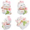 Siawadeky Cat Set of Cute Beckoning Cat with Cherry Blossom Miniature Realistic Kitten Lucky Micro Atmospheric Tabletop Get Well Popular Gifts for