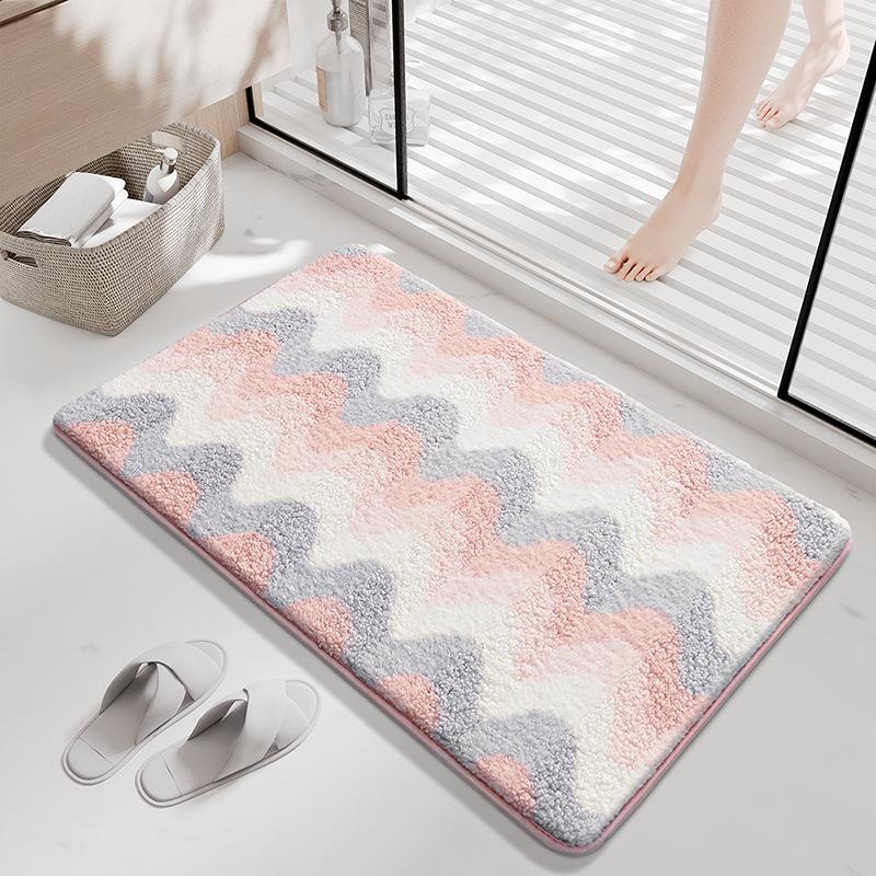 Fleece-lined Entrance Door Mat, Absorbent Floor Mat, Living Room Carpet, Bathroom Non-slip Foot Mat