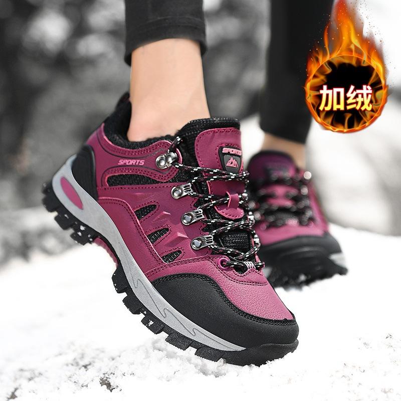 

Мужские и женские альпинистские зимние утепленные удобные теплые холодостойкие легкие водонепроницаемые нескользящие ботинки с толстой амортизирующей подошвой для походов и снега 43 розы красного