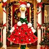 Christmas Goose Outfit Porch Outfit, Santa Dress with Plush Scarf And Outdoor Ornament Hat Apparel, Festive Winter Holiday Costume for Lawn Statue