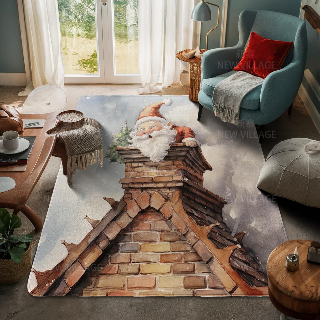 House Entrance Carpet Home Door Mat Living Room Bath Foot Bathroom Non-slip Water Absorption Rugs Bath Merry Christmas Winter