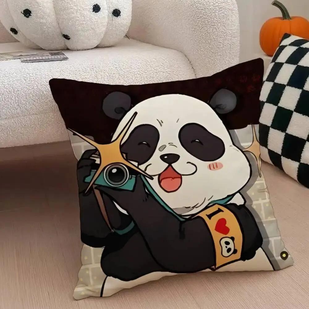 Panda Pillow Cover Polyester Printed Cute Cartoon Cushion Case Sofa Home Decor Xcm Bedroom Living Room Throw Pillowcase Gift