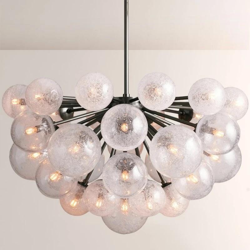 Modern Living Room Dining Room Kitchen Iron Pendant Light Glass Globes E12 Base Chandelier 40&Customized