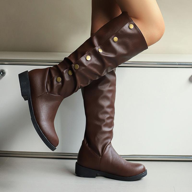 Knight Boots British Flat but Knee Boots Large Size - Women's Boots Women's Shoes