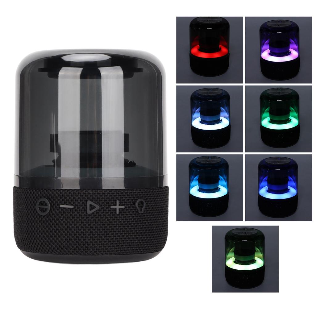 Colorful Glass Speaker Portable Stereo Sound Wireless Bluetooth Speaker with 3 Light Modes for Home Outdoors Travel
