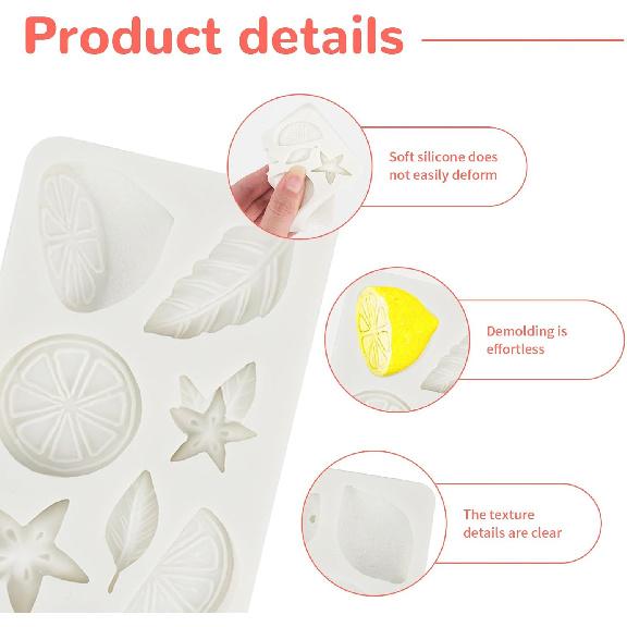 2 Pcs Mini Lemon Fondant Molds,Summer Fruit Silicone Molds for Gummy,Baking Cake,Cupcake Topper DIY Crafts