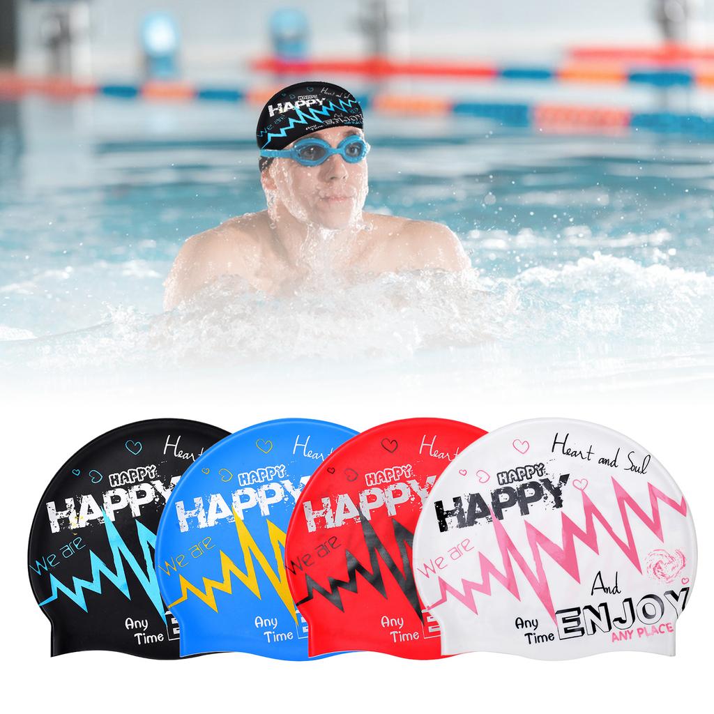 High Elastic Silicone Swim Cap for Adults Long or Short Hair Ergonomic Designs Waterproof Swimming Cap Swim Pool Hat