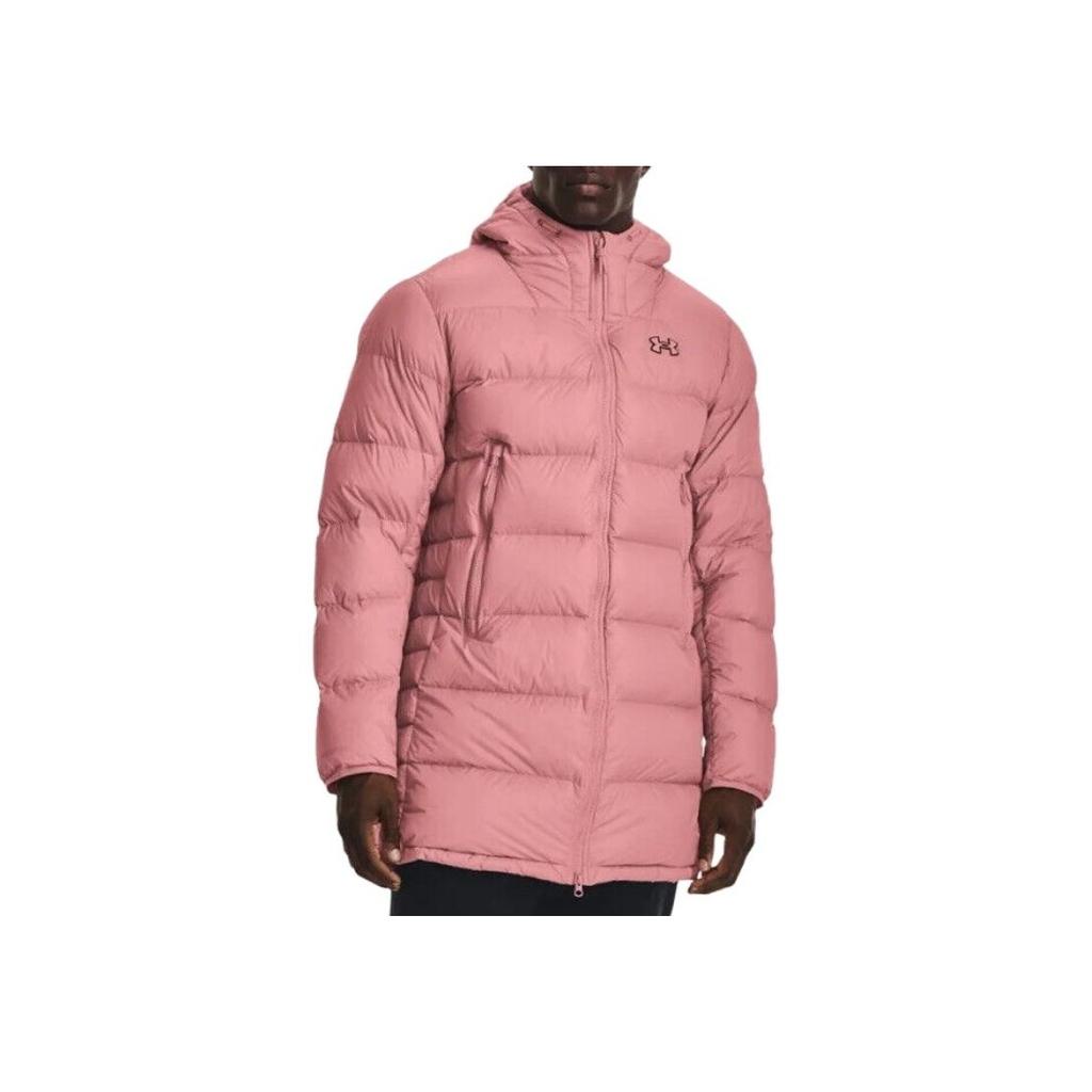 Under Armour Solid Color Casual Waterproof Warm Mid-Length Hooded Coat Men Coats Clay-Pink 1364902-663