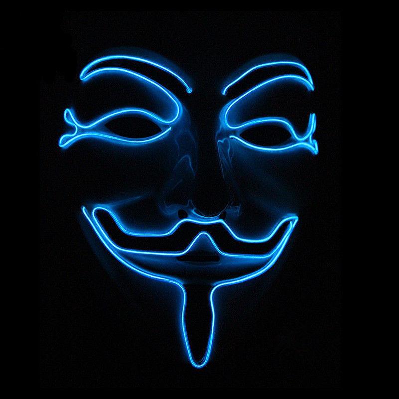Led Light El Up Mask V For Vendetta Anonymous Guy Fawkes Costume Cosplay Props