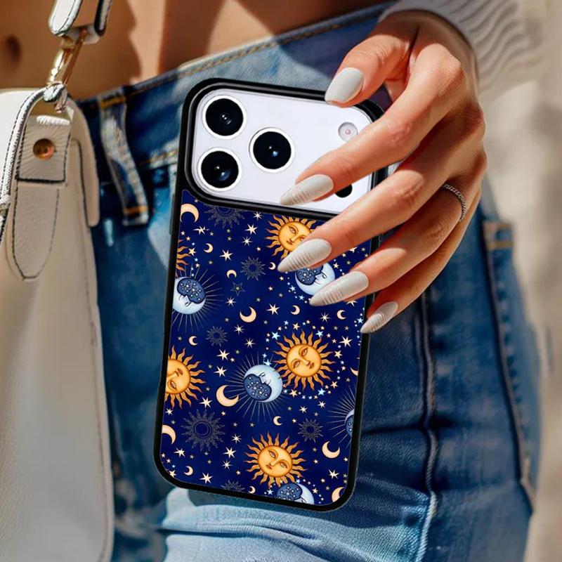 Vintage Moon and Sun Stars Phone Case For iPhone 17 Air 14 15 13 12 Max Cover For Apple 16e 11 Pro Max Plus Coque